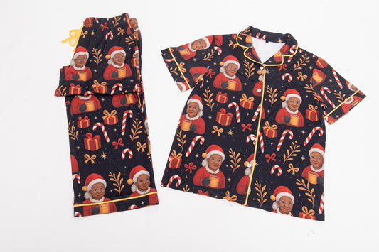 Black Out Jammies- Mrs. Claus Set | Holiday lounge wear PRE-ORDER (Ships November 1st) *